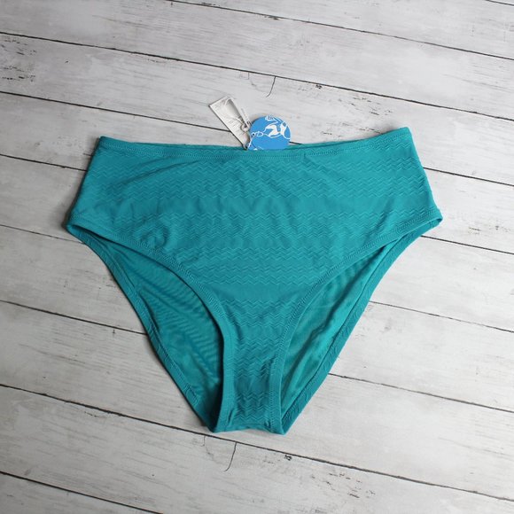 Cupshe Swimwear Women's High Waist Bikini Swim Bottoms Plus Size 1X Blue - Picture 1 of 5